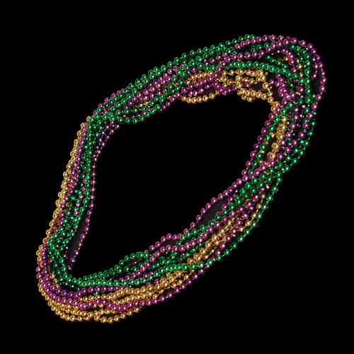 MARDI GRAS BEADS NECKLACE - PACK OF 12