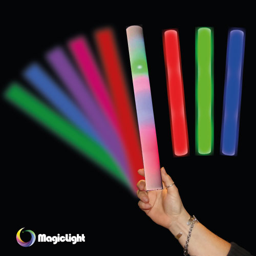 LED FOAM STICK BATON - MULTICOLOR - PACK OF 12 - 3 AG13 BATTERIES INCLUDED & REPLACEABLE