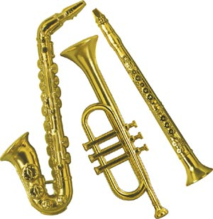 PLASTIC MUSICAL INSTRUMENTS 17"- 21" GOLD - PACK OF 3
