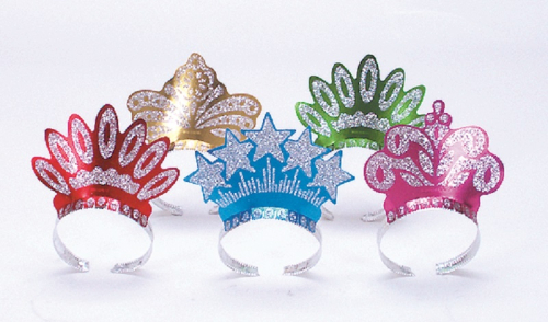 GLITTERED CROWN TIARAS ASSORTED - PACK PF 72