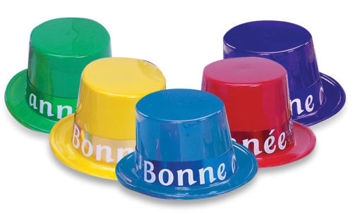 BONNE ANNEE ASSORTED PLASTIC HATS - PACK OF 48