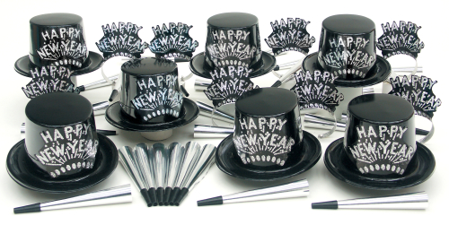 SILVER SPARKLE PARTY KIT - ASSORTMENT FOR 50