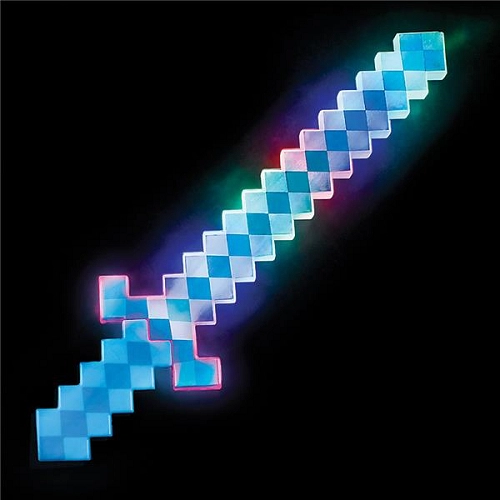 24'' LIGHT UP BLUE PIXEL SWORD 3 AAA BATTERIES INCLUDED & REPLACEABLE