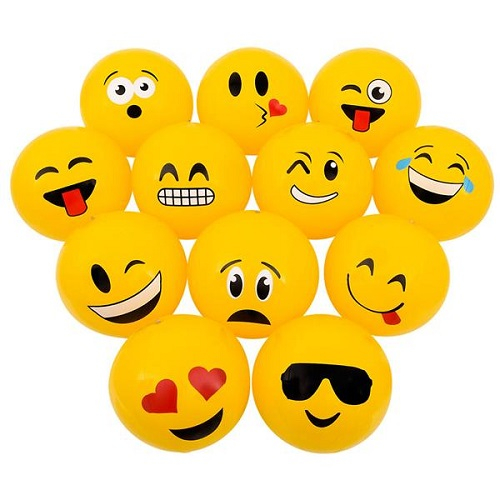 BEACH BALL EMOTICON 16'' - PACK OF 12