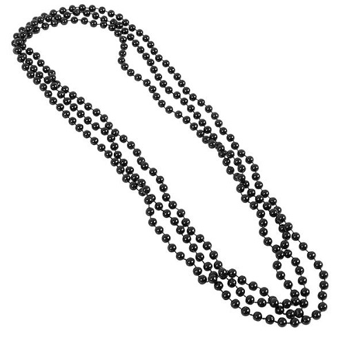 BEAD NECKLACE 33" - BLACK - PACK OF 12