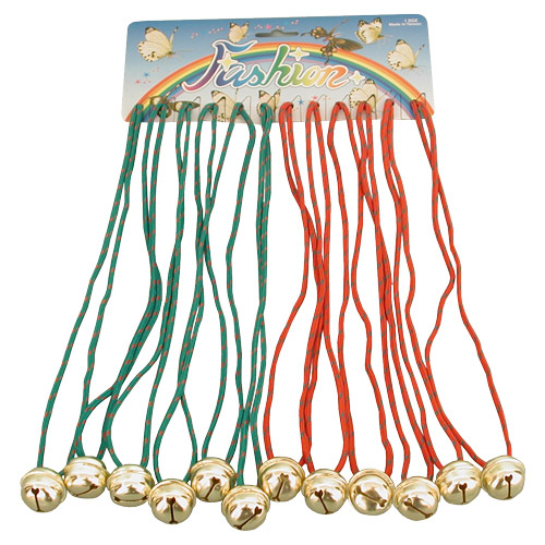 CHRISTMAS NECKLACE WITH BELL - ASSORTED -PACK OF 12