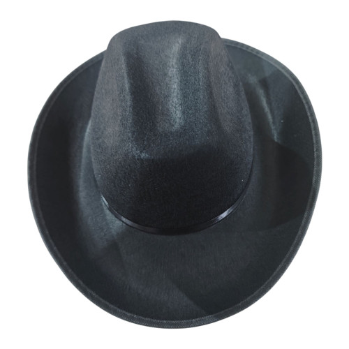 BLACK FELT COWBOY HAT WITH BLACK BAND