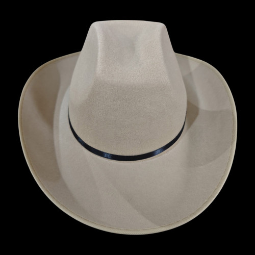 BEIGE FELT COWBOY HAT WITH BLACK BAND