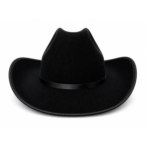 CHAPEAU DE COWBOY EN FEUTRE NOIR AVEC BANDE NOIR