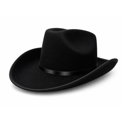 CHAPEAU DE COWBOY EN FEUTRE NOIR AVEC BANDE NOIR #3913