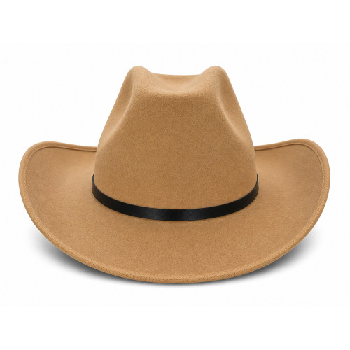 CHAPEAU DE COWBOY EN FEUTRE BEIGE AVEC BANDE NOIR
