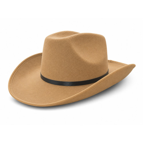 CHAPEAU DE COWBOY EN FEUTRE BEIGE AVEC BANDE NOIR #3915