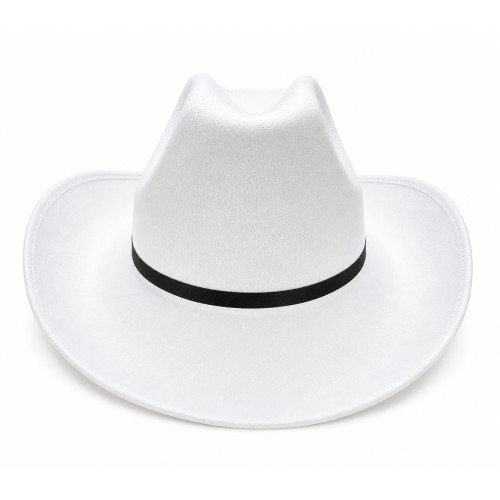 CHAPEAU DE COWBOY EN FEUTRE BLANC AVEC BANDE NOIR