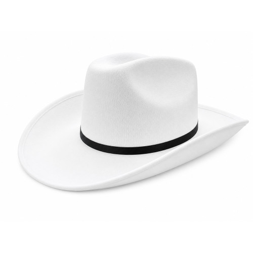 CHAPEAU DE COWBOY EN FEUTRE BLANC AVEC BANDE NOIR #3917