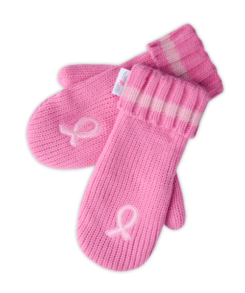FLEECE LINED MITTENS - PINK - A PAIRS CANADIAN BREAST CANCER FOUNDATION