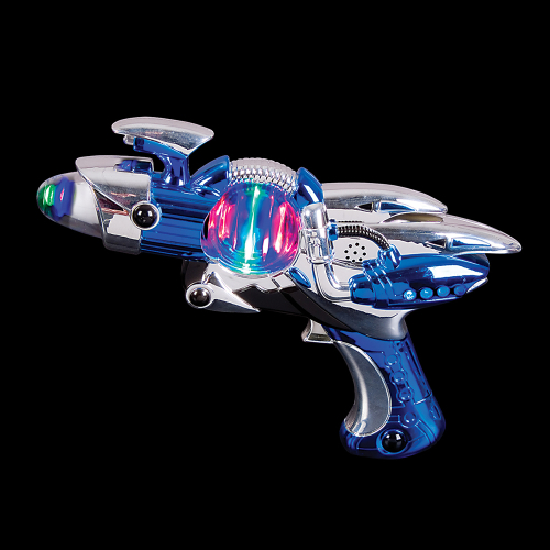 SUPER SPINNING SPACE GUN 11.5" - 3XAA BATTERIES INCLUDED & REPLACEABLE