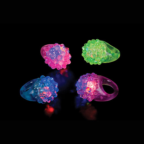 FLASHING LED BUMPY RINGS - ASSORTED - PACK OF 24