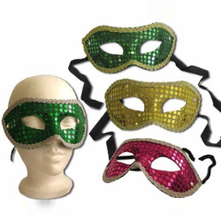 MASQUE A PAILLETTES AVEC RUBAN - PAQUET DE 12