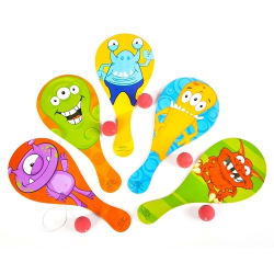 9'' MONSTER PADDLE BALL - ASSORTED - PACK OF 12