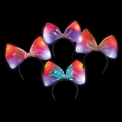 FLASHING BOW HEAD BAND 6" - PACK OF 12 - BATTERIES INCLUDED