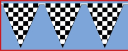 CHEKERED BLACK & WHITE PENNANT BANNER 25" X 12'