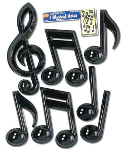 NOTE DE MUSIQUE EN PLASTIQUE NOIR 13" - PAQUET DE 7