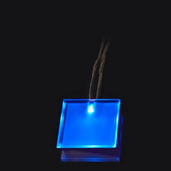 LED SQUARE BADGE WITH LANYARD - BLUE - 3XAG3 BATTERIES INCLUDED & REPLACEABLE
