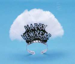 TIARAS DE LUXE A PLUMES BLANCHES - PAQUET DE 72