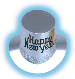 SILVER TOP HAT WITH PRISMATIC BAND - PACK OF 36