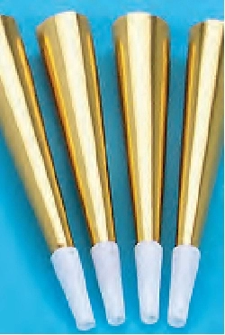 GOLD PARTY HORNS 9'' - PACK OF 50
