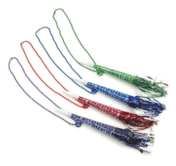 33'' METALLIC BEAD WITH HORN WITH FRINGE - PACK OF 25