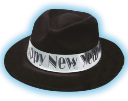 BLACK VELOUR FEDORA WITH SILVER BAND - PACK OF 36