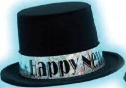 BLACK VELOUR TOP HAT WITH SILVER PRISMATIC - PACK OF 36