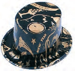 CHAPEAUX HAUTS DE PLASTIQUE AVEC DESIGN HAPPY NEW YEAR - PAQUET DE 48