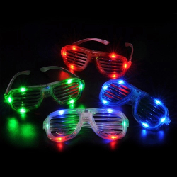 LIGHT UP SHUTTER SHADES GLASSES - PACK OF 12 - ASSORTED - 3X AG3 BATTERIES INCLUDED & REPLACEABLE