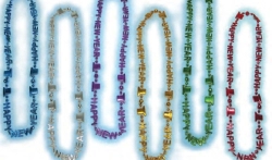 ASSORTED METALLIC HAPPY NEW YEAR BEADS - PACK OF 25