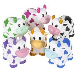 VACHE EN CAOUTCHOUS 2" - PAQUET DE 12 - COULEURS ASSORTIES