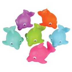 2'' RUBBER DOLPHIN - PACK OF 12 - ASSORTED COLOURS