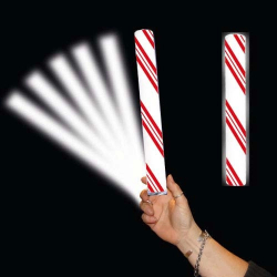 LED FOAM STICK BATON - CANDY CANE - PACK OF 12 - 3 LR44 BATTERIES INCLUDED & REPLACEABLE