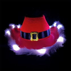 CHRISTMAS LED RED COWBOY HAT- 3 BATTERIES LR44 REPLACEABLE
