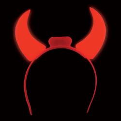 LIGHT UP LED DEVIL HORNS - PACK OF 12- 3 AG13 BATTERIES INCLUDED & REPLACEABLE