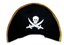 PIRATE HAT - BLACK & GOLD - PACK OF 12