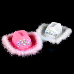 LIGHT-UP MARABOU COWBOY HAT - BATTERIES INCL.