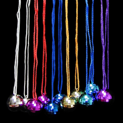 DISCO BALL NECKLACE - ASSORTED - PACK OF 12