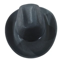 BLACK FELT COWBOY HAT WITH BLACK BAND