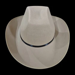 CHAPEAU DE COWBOY EN FEUTRE BEIGE AVEC BANDE NOIR