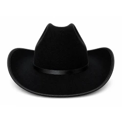 BLACK FELT COWBOY HAT WITH BLACK BAND
