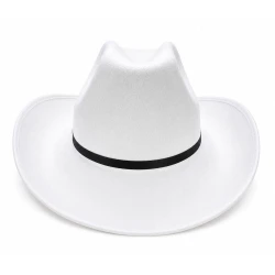 WHITE FELT COWBOY HAT WITH BLACK BAND