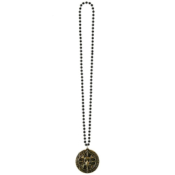 BEAD NECKLACE WITH PIRATE COIN 36" DISC.