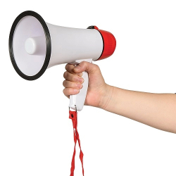 8'' BATTERY OPERATED MEGAPHONE - 4X C BATTERIES - NOT INCLUDED & REPLACEABLE - ASSORTED